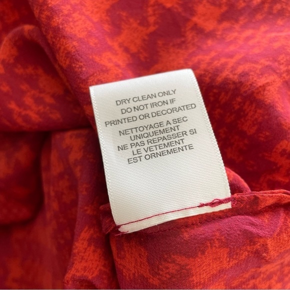 Joie 100% Silk Red Abstract Houndstooth Print Short Sleeve Top J259-23847 Sz XS - Picture 7 of 8